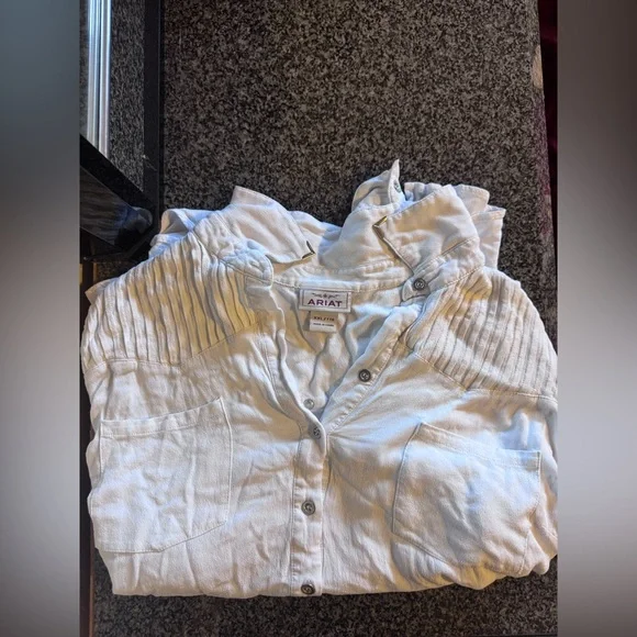 Ariat White Collared Shirt with Studs - Picture 2 of 9